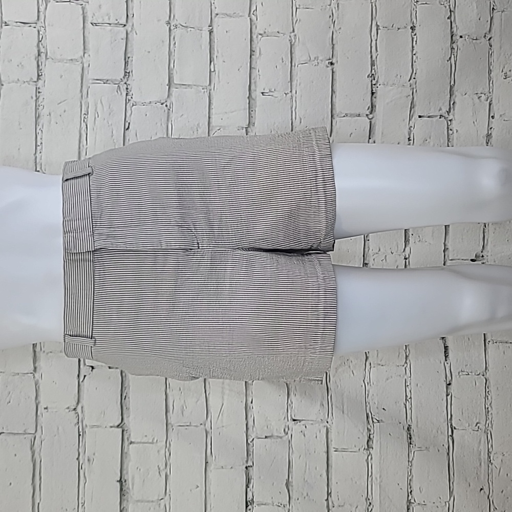 Banana Republic Cotton Striped Seersucker Flat Front Chino Short in Gray/White